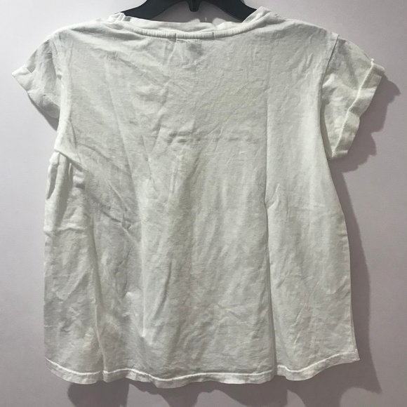 White T Shirt w Embroidered Text - Picture 4 of 5